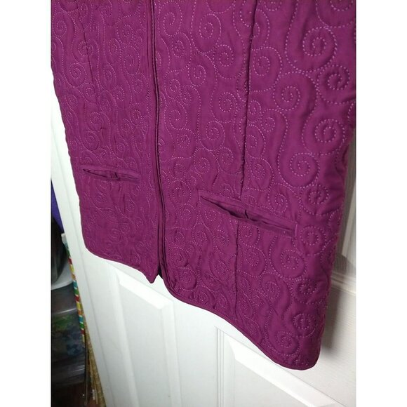 JENNY Purple Women's Sleeveless Full Zip Swirl Designed Quilted Vest Size S - Picture 4 of 9